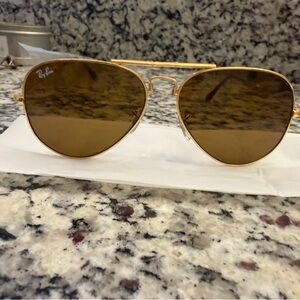 Ray-Ban Folding Gold Aviators with Brown Lenses, RB3479 001/51 58-14 Brand New